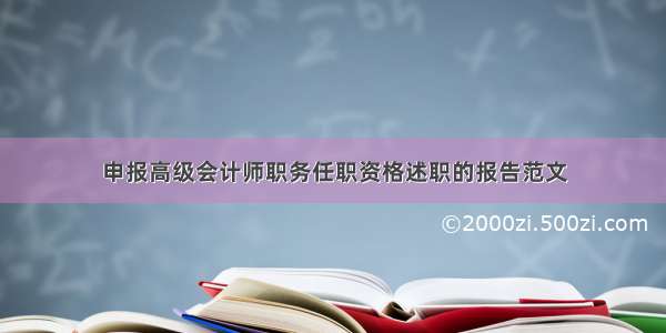 申报高级会计师职务任职资格述职的报告范文