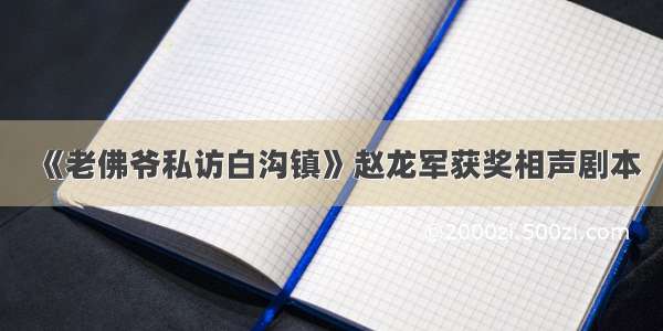 《老佛爷私访白沟镇》赵龙军获奖相声剧本