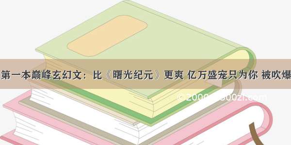 第一本巅峰玄幻文：比《曙光纪元》更爽 亿万盛宠只为你 被吹爆