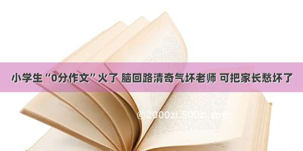 小学生“0分作文”火了 脑回路清奇气坏老师 可把家长愁坏了