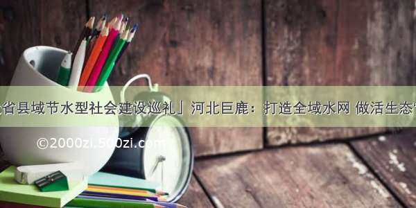 「河北省县域节水型社会建设巡礼」河北巨鹿：打造全域水网 做活生态“水文章”