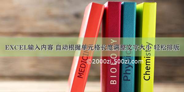 EXCEL输入内容 自动根据单元格长度调整文字大小 轻松排版