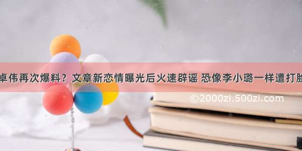 卓伟再次爆料？文章新恋情曝光后火速辟谣 恐像李小璐一样遭打脸