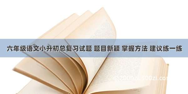 六年级语文小升初总复习试题 题目新颖 掌握方法 建议练一练