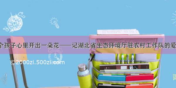 用爱在每个孩子心里开出一朵花——记湖北省生态环境厅驻农村工作队的爱心“妈妈”