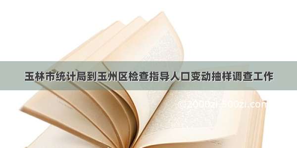 玉林市统计局到玉州区检查指导人口变动抽样调查工作