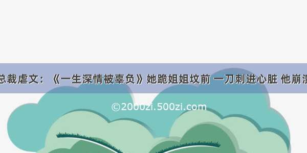 总裁虐文：《一生深情被辜负》她跪姐姐坟前 一刀刺进心脏 他崩溃