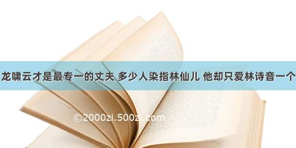 龙啸云才是最专一的丈夫 多少人染指林仙儿 他却只爱林诗音一个