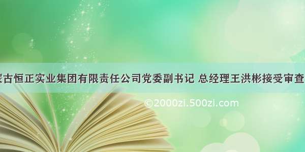 内蒙古恒正实业集团有限责任公司党委副书记 总经理王洪彬接受审查调查