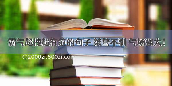 霸气超拽超有范的句子 桀骜不驯 气场强大！