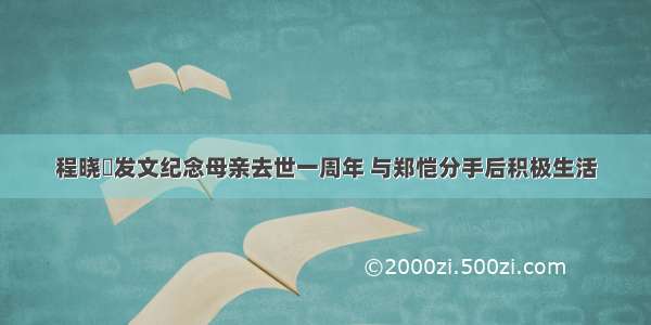 程晓玥发文纪念母亲去世一周年 与郑恺分手后积极生活