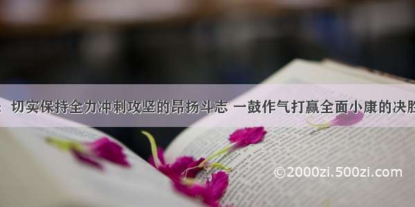 刘奇：切实保持全力冲刺攻坚的昂扬斗志 一鼓作气打赢全面小康的决胜之战