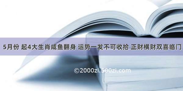 5月份 起4大生肖咸鱼翻身 运势一发不可收拾 正财横财双喜临门