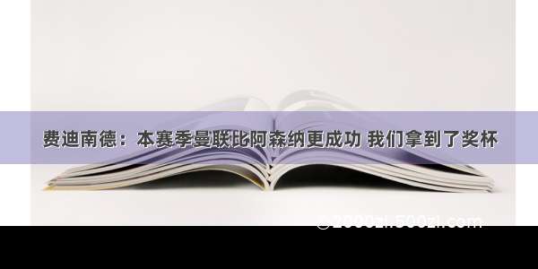 费迪南德：本赛季曼联比阿森纳更成功 我们拿到了奖杯