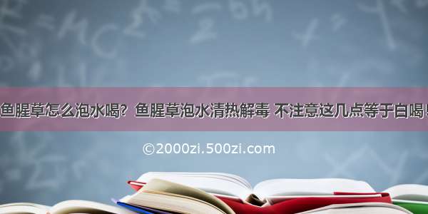 鱼腥草怎么泡水喝？鱼腥草泡水清热解毒 不注意这几点等于白喝！