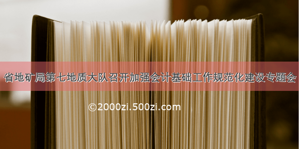 省地矿局第七地质大队召开加强会计基础工作规范化建设专题会