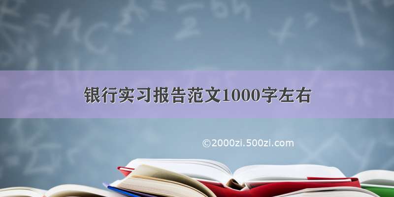 银行实习报告范文1000字左右