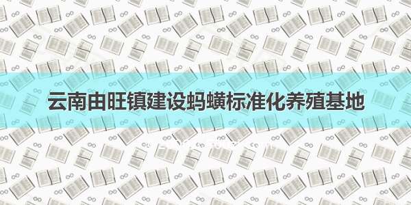 云南由旺镇建设蚂蟥标准化养殖基地