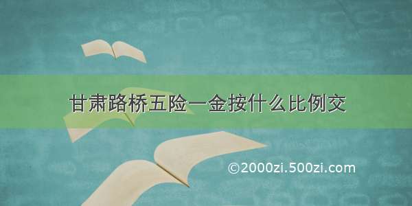 甘肃路桥五险一金按什么比例交