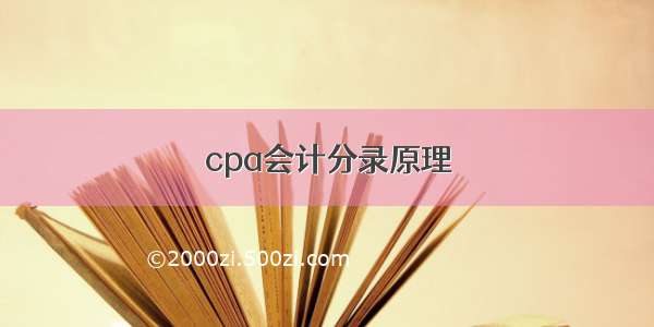 cpa会计分录原理