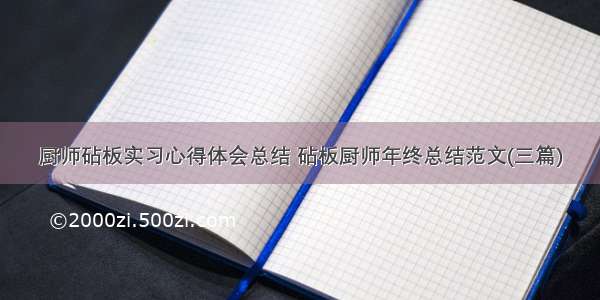 厨师砧板实习心得体会总结 砧板厨师年终总结范文(三篇)