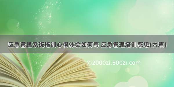 应急管理系统培训心得体会如何写 应急管理培训感想(六篇)