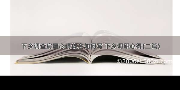 下乡调查房屋心得体会如何写 下乡调研心得(二篇)