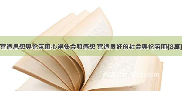 营造思想舆论氛围心得体会和感想 营造良好的社会舆论氛围(8篇)