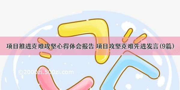 项目推进克难攻坚心得体会报告 项目攻坚克难先进发言(9篇)