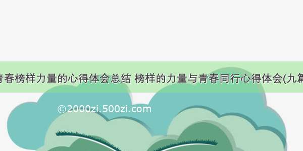 青春榜样力量的心得体会总结 榜样的力量与青春同行心得体会(九篇)