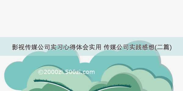 影视传媒公司实习心得体会实用 传媒公司实践感想(二篇)