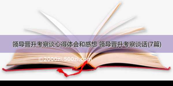 领导晋升考察谈心得体会和感想 领导晋升考察谈话(7篇)