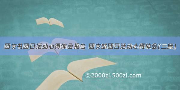 团支书团日活动心得体会报告 团支部团日活动心得体会(三篇)