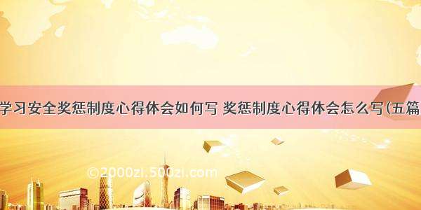 学习安全奖惩制度心得体会如何写 奖惩制度心得体会怎么写(五篇)