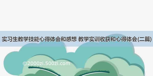 实习生教学技能心得体会和感想 教学实训收获和心得体会(二篇)