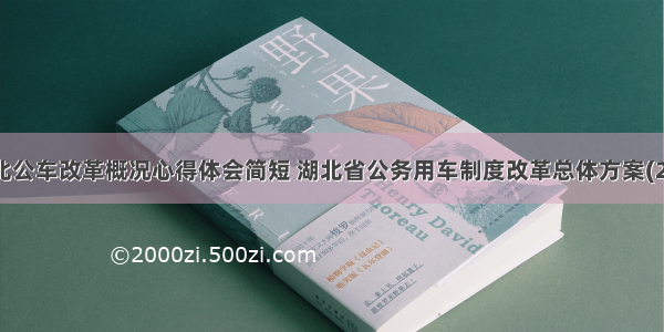 湖北公车改革概况心得体会简短 湖北省公务用车制度改革总体方案(2篇)