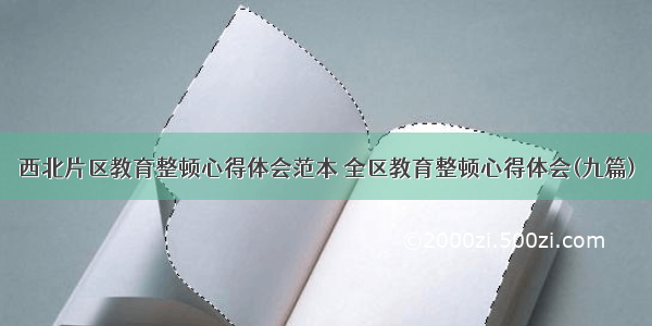 西北片区教育整顿心得体会范本 全区教育整顿心得体会(九篇)