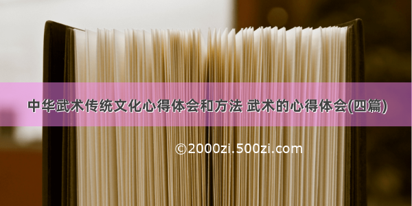 中华武术传统文化心得体会和方法 武术的心得体会(四篇)