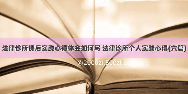 法律诊所课后实践心得体会如何写 法律诊所个人实践心得(六篇)