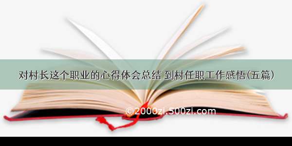 对村长这个职业的心得体会总结 到村任职工作感悟(五篇)