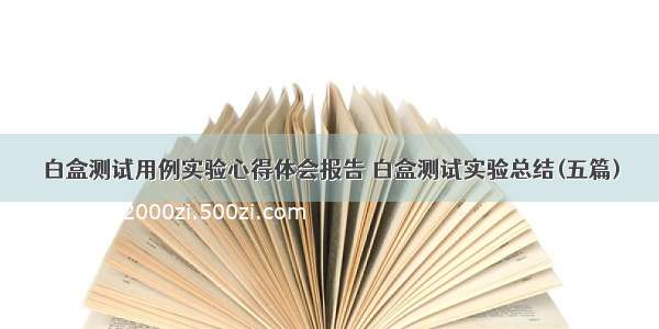 白盒测试用例实验心得体会报告 白盒测试实验总结(五篇)