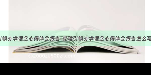 党建引领办学理念心得体会报告 党建引领办学理念心得体会报告怎么写(2篇)