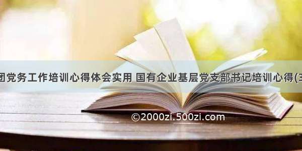 集团党务工作培训心得体会实用 国有企业基层党支部书记培训心得(3篇)