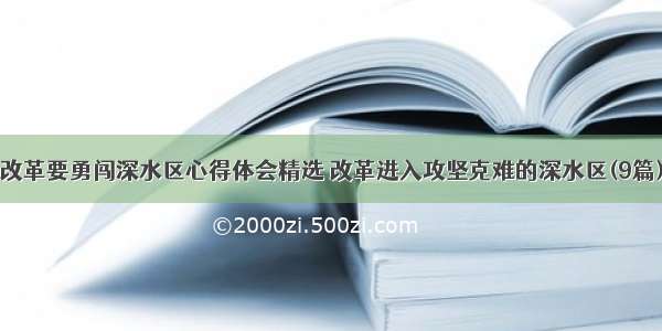 改革要勇闯深水区心得体会精选 改革进入攻坚克难的深水区(9篇)