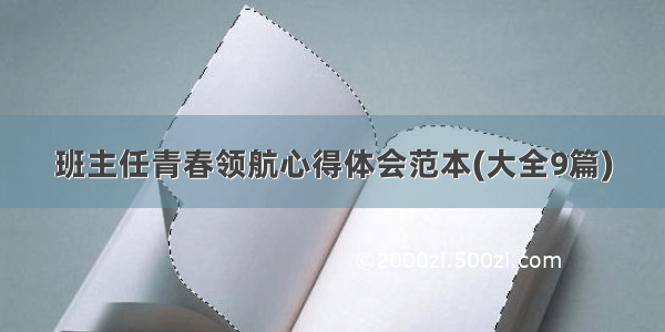 班主任青春领航心得体会范本(大全9篇)