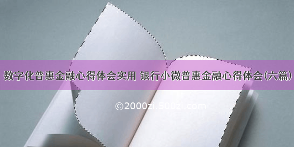 数字化普惠金融心得体会实用 银行小微普惠金融心得体会(六篇)