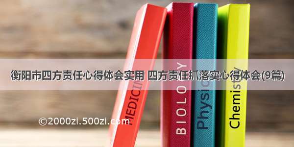 衡阳市四方责任心得体会实用 四方责任抓落实心得体会(9篇)