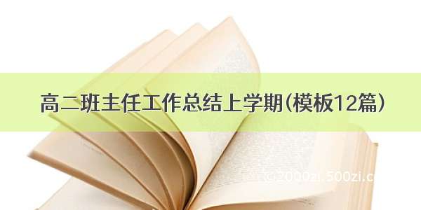 高二班主任工作总结上学期(模板12篇)