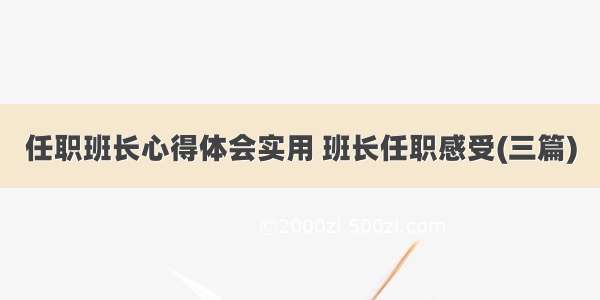 任职班长心得体会实用 班长任职感受(三篇)