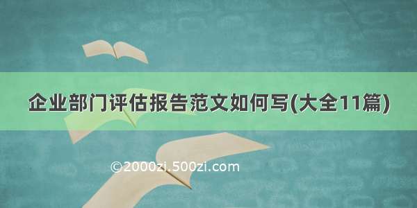 企业部门评估报告范文如何写(大全11篇)